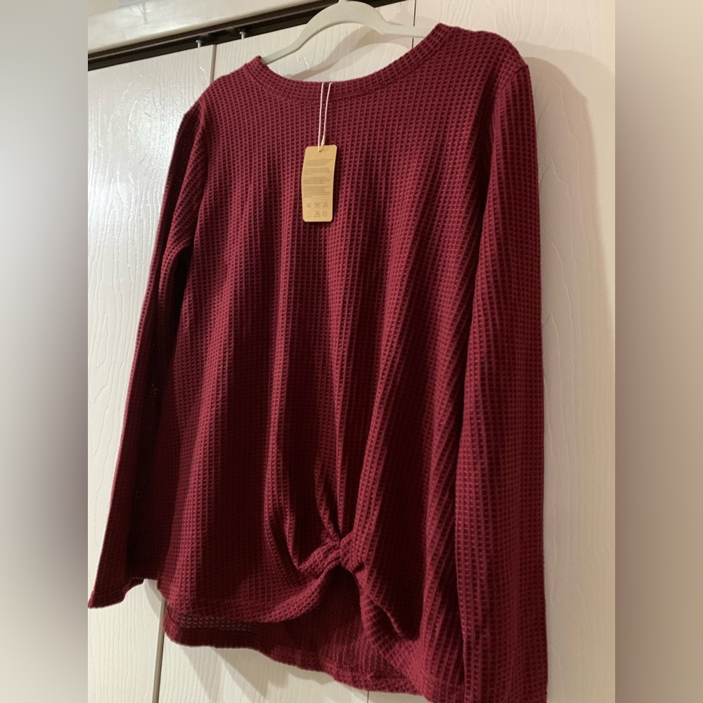Women's Burgundy Waffle Knit Top